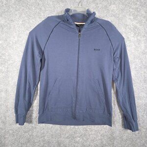 Boss men's Track Jacket Full Zip Mock Collar Fitted Navy Size M Athleasure